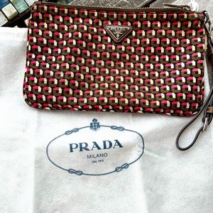 PRADA clutch brown and pink color